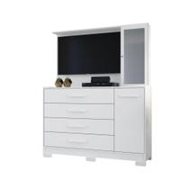 Cômoda Sapateira LZ Com Espelho e Gaveta Com Chave Cor Branco Cômoda Sapateira LZ Com Espelho e Gaveta Com Chave Cor Branco