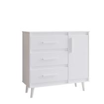 Cômoda Sapateira Mila em MDP 3 Gavetas, 1 Porta, Estilo Retrô - Branco Cômoda Sapateira Mila em MDP 3 Gavetas, 1 Porta, Estilo Retrô - Branco