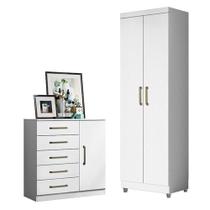 Cômoda Sapateira Milão 2014145 E Armário Multiuso 2000191 Branco Tx Com Pés Cinza - Aramóveis Cômoda Sapateira Milão 2014145 E Armário Multiuso 2000191 Branco Tx Com Pés Cinza - Aramóveis