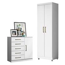 Cômoda Sapateira Milão 2014145 e Armário Multiuso 2000191 Branco Tx com Pés Cinza - Aramóveis Cômoda Sapateira Milão 2014145 e Armário Multiuso 2000191 Branco Tx com Pés Cinza - Aramóveis