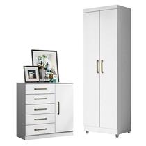 Cômoda Sapateira Milão 2014145 e Armário Multiuso 2000191 Branco Tx com Pés Cinza - Aramóveis Cômoda Sapateira Milão 2014145 e Armário Multiuso 2000191 Branco Tx com Pés Cinza - Aramóveis