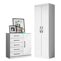 Cômoda Sapateira Milão 2014145 E Armário Multiuso New 2000192 Branco - Aramóveis