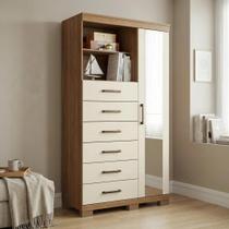 Cômoda Sapateira Multiuso 6 Gavetas 1 Porta com Espelho e Pés Marabá Jatobá/Areia Cômoda Sapateira Multiuso 6 Gavetas 1 Porta com Espelho e Pés Marabá Jatobá/Areia