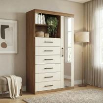 Cômoda Sapateira Multiuso 6 Gavetas 1 Porta com Espelho Marabá Jatobá/Areia Cômoda Sapateira Multiuso 6 Gavetas 1 Porta com Espelho Marabá Jatobá/Areia