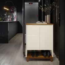 Cômoda / Sapateira / Multiuso HA Modelo Retrô Com Estrutura dos Pés em Madeira Tampo e Portas em MDF Usinados Sem Puxadores Externos Amplo Espaço Inte