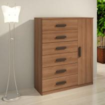 Cômoda Sapateira Multiuso Reforçada 1 Porta 6 Gavetas Cinamo