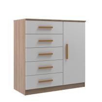 Cômoda Sapateira New Monaco 1 Porta 5 Gavetas - Branco / Demolição