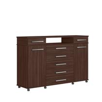 Cômoda Sapateira P/ Roupas e Objetos Sala Escritório Quarto Casal/Solteiro 7 Gavetas 2 Portas C/ Rodízios London