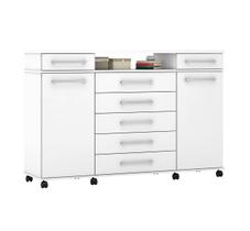 Cômoda Sapateira P/ Roupas e Objetos Sala Escritório Quarto Casal/Solteiro 7 Gavetas 2 Portas C/ Rodízios London