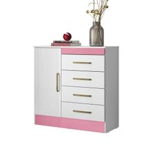 Cômoda Sapateira P/ Roupas Quarto Casal/Solteiro 4 Gavetas 1 Porta 1 Prateleira Removível Montevideu