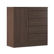 Cômoda Sapateira P/ Roupas Quarto Casal/Solteiro 4 Gavetas 1 Porta 1 Prateleira Removível Montevideu