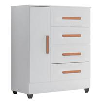 Cômoda Sapateira para Quarto 1 Porta 4 Gavetas Lisa Branco