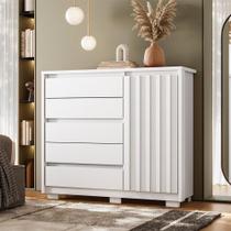 Cômoda Sapateira Para Quarto 1 Porta 5 Gavetas Sardenha A04 Branco - Lyam Decor