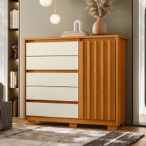Cômoda Sapateira Para Quarto 1 Porta 5 Gavetas Sardenha A04 Cinamomo Off White - Lyam Decor