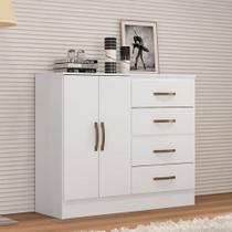 Cômoda Sapateira Para Quarto 2 Portas 4 Gavetas Lisa Branco Cômoda Sapateira Para Quarto 2 Portas 4 Gavetas Lisa Branco