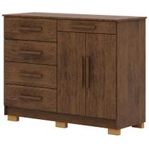 Cômoda Sapateira Para Quarto 2 Portas 5 Gavetas Biana V01 Imbuia - Lyam Decor