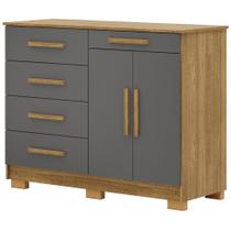 Cômoda Sapateira Para Quarto 2 Portas 5 Gavetas Biana V01 Nature Alasca - Lyam Decor