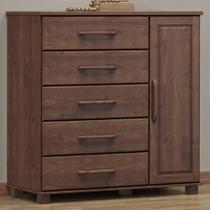 Cômoda Sapateira Para Quarto Closet 5 Gavetas 1 Porta Zahav F06 Café - Lyam Decor