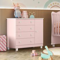 Comoda sapateira para quarto infantil doce sonho - rosa acetinado