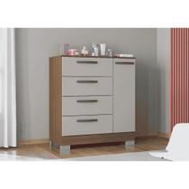 Cômoda Sapateira Poquema 868 4 Gavetas 1 Porta 86cm Castanho/Off White