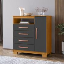 Cômoda Sapateira Porto Belo 1 Porta 4 Gavetas Organizador para Quarto Carvalho Grafite Cômoda Sapateira Porto Belo 1 Porta 4 Gavetas Organizador para Quarto Carvalho Grafite