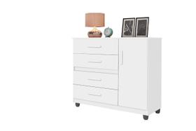 Cômoda Sapateira PR 4 Gavetas + 1 Porta Cor Branco Cômoda Sapateira PR 4 Gavetas + 1 Porta Cor Branco
