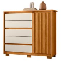 Cômoda Sapateira Quarto Duetto 05 gavetas e 1 Porta Ripada