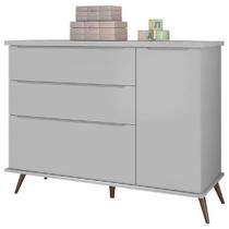 Cômoda Sapateira Quartzo Cinza 100% MDF 3 Gavetas para Quarto de Bebê Infantil - Bela Móveis