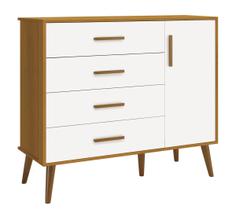 Cômoda Sapateira Retrô Isis Branco Fosco com Savana Fosco - MoveisAqui