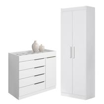 Cômoda Sapateira Sevilha 2004147 e Armário Multiuso 2000191 Branco Brilho - Aramóveis Cômoda Sapateira Sevilha 2004147 e Armário Multiuso 2000191 Branco Brilho - Aramóveis