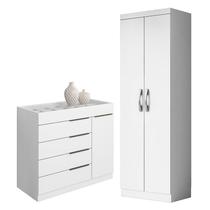 Cômoda Sapateira Sevilha 2004147 e Armário Multiuso New 2000192 Branco - Aramóveis Cômoda Sapateira Sevilha 2004147 e Armário Multiuso New 2000192 Branco - Aramóveis