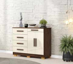 Cômoda Sapateira Sirius 5 Gavetas 2 Portas - Imbuia/Champanhe Vila Rica