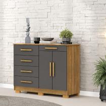 Cômoda Sapateira Sirius 5 Gavetas 2 Portas Nature/alasca - Vila Rica