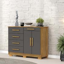 Cômoda Sapateira Sirius 5 Gavetas 2 Portas Nature/Alasca - Vila Rica