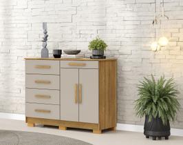 Cômoda Sapateira Sirius 5 Gavetas 2 Portas - Nature/Fendi Vila Rica