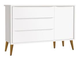 Cômoda Sapateira Théo New Branco Fosco com Madeira - MoveisAqui
