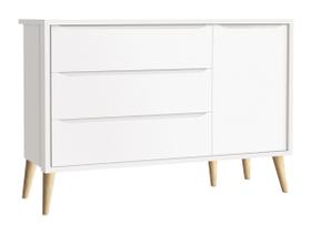 Cômoda Sapateira Théo New Branco Fosco com Natural - MoveisAqui