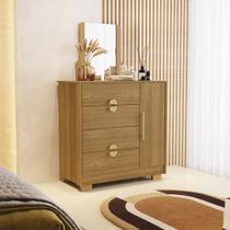 Cômoda Sapateira Vollard 4 Gavetas 1 Espelho 1 Porta com Prateleira Nature G98 - Gran Belo