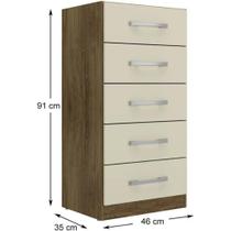 Cômoda Savana 5 Gavetas Rodial Cor Savana/Off white Cômoda Savana 5 Gavetas Rodial Cor Savana/Off white