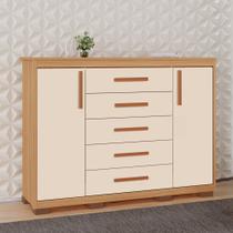 Comoda Serena 5 gavetas e 2 portas 100 em MDF Comoda Serena 5 gavetas e 2 portas 100 em MDF