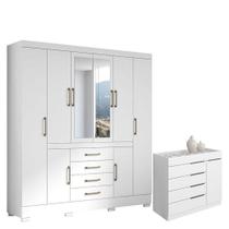 Cômoda Sevilha E Guarda Roupa Casal Nápole 2045149 Branco Brilho - Aramóveis Cômoda Sevilha E Guarda Roupa Casal Nápole 2045149 Branco Brilho - Aramóveis