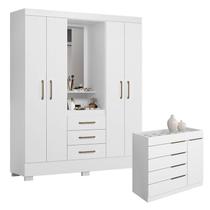 Cômoda Sevilha e Guarda Roupa Solteiro Paris 2045150 Branco - Aramóveis Cômoda Sevilha e Guarda Roupa Solteiro Paris 2045150 Branco - Aramóveis