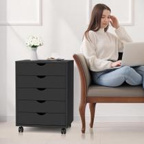 Cômoda Simple Deluxe de 5 gavetas para escritório preta Cômoda Simple Deluxe de 5 gavetas para escritório preta