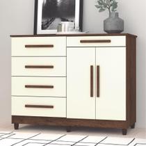 Cômoda Sirius 5 Gavetas 2 Portas Imbuia Champagne Design Moderno Para Quarto Cômoda Sirius 5 Gavetas 2 Portas Imbuia Champagne Design Moderno Para Quarto