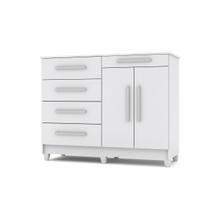 Cômoda Sirius Branco 5 Gavetas e 2 Portas para Quarto Dormitório - Vila Rica Cômoda Sirius Branco 5 Gavetas e 2 Portas para Quarto Dormitório - Vila Rica