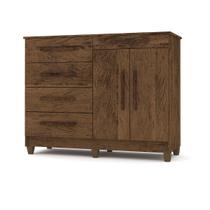 Cômoda Sirius Imbuia/Rústico 5 Gavetas e 2 Portas para Quarto Dormitório - Vila Rica