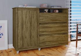 Cômoda Sky 3 Gavetas e 1 Porta - Amendoa - Primus