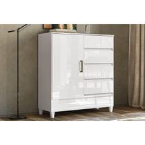 Cômoda Solteiro 1.4 Fit c/1 Porta e 4 Gavetas c/Pés Branco - S. Andirá Cômoda Solteiro 1.4 Fit c/1 Porta e 4 Gavetas c/Pés Branco - S. Andirá