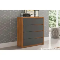 Cômoda Solteiro Atria c/ 4 Gavetas Amendola/Grafito - Demóbile