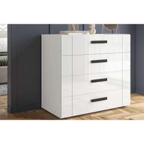Cômoda Solteiro Lisboa c/ 4 Gavetas Branco - Politorno
